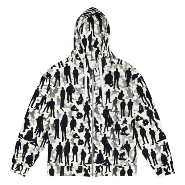 Human Silhouette AI Video Camo Zip Hoodie